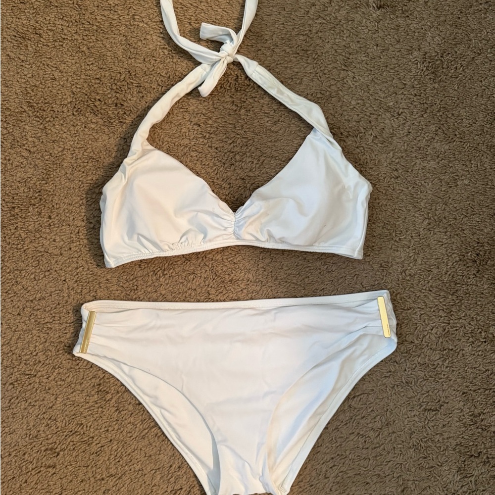 Victoria’s Secret White Halter Bikini Set Size: Large